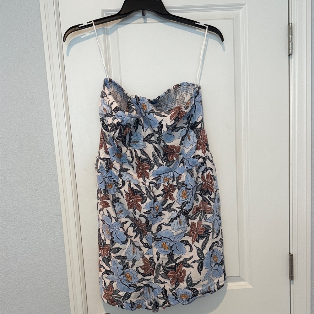 Old Navy Floral Print Jumpsuit - Blue and Brown